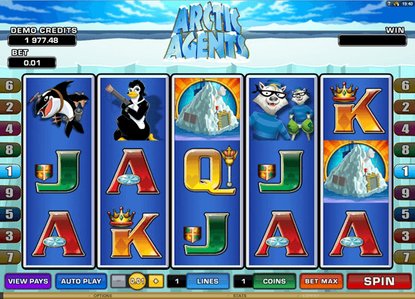 play arctic agents video slot by Microgaming